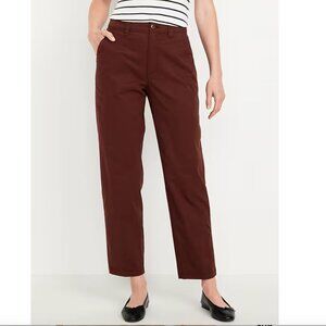 NWT Old Navy Mountain Wood Maroon High Waisted OGC Chino Tapered Straight Pants